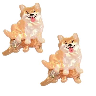 2PCS Mini Shiba Inu Hair Clips,Novelty Dog Claw Clips,Animal Shape Hair Clips,Acetate Hair Clip for Girls,Small Claw Barrettes for Women (Shiba Inu)
