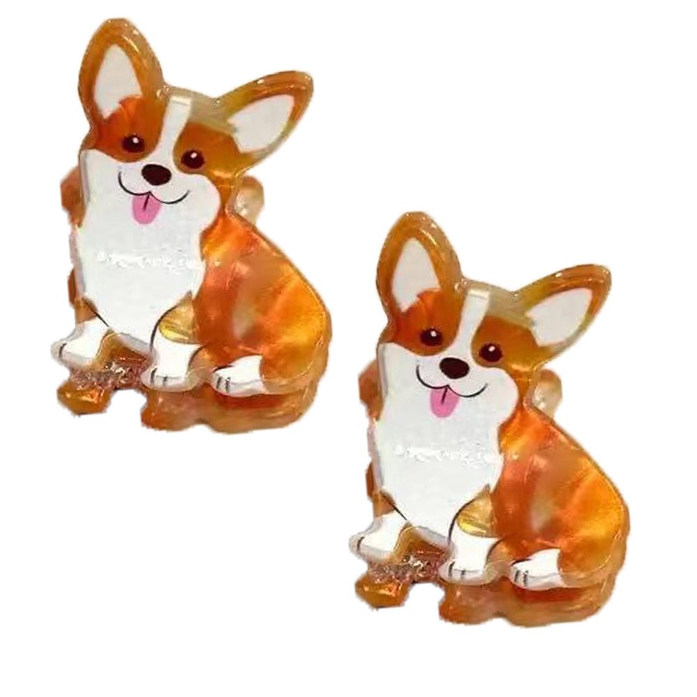 2PCS Mini Corgi Hair Clips,Novelty Dog Claw Clips,Animal Shape Hair Clips,Acetate Hair Clip for Girls,Small Claw Barrettes for Women (Corgi)