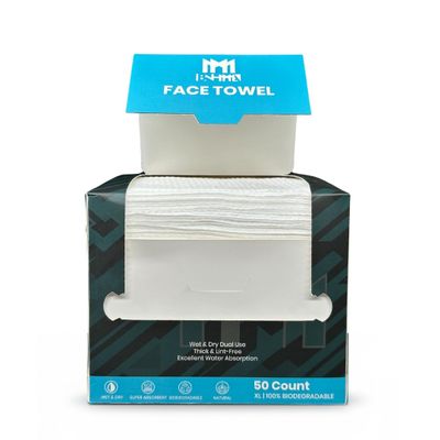 BNHMMA, Clean Face Towels - Extra Soft 100% Dry Cotton Face Wipes, Disposable Face Towels, Dry Face Towelettes for Makeup Removal, Biodegradable Wipes, Single - Use Towels, 50 CT
