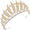 KAYTMSDILeaf Pearl Crown Leaf CrownRhinestone Crystal Pearl Prom Queen Wedding Bride for Women view 1