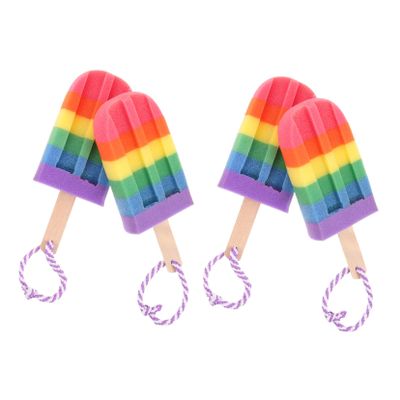 RORPOIR 4pcs Rainbow Ice Body Exfoliating Shower Sponges Portable Bath Scrubber for Back Cleaning Durable Versatile Exfoliating Tool for Men and Women Travel Care