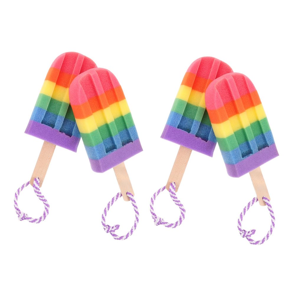 RORPOIR 4pcs Rainbow Ice Body Exfoliating Shower Sponges Portable Bath Scrubber for Back Cleaning Durable Versatile Exfoliating Tool for Men and Women Travel Care