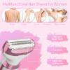 Electric Razor for Women, 4-in-1 Bikini Trimmer & Body Shaver for Nose Hair Face Eyebrow Arms Legs Armpit Underarm Pubic Area, Rechargeable Wet/Dry Painless Hair Removal view 2