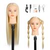 26-28''Mannequin Head 80% Human Hair, Cosmetology Mannequin Head Hairdressers Practice Braiding Doll Head for Hair stly (#613 Blond) view 1