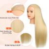 26-28''Mannequin Head 80% Human Hair, Cosmetology Mannequin Head Hairdressers Practice Braiding Doll Head for Hair stly (#613 Blond) view 2
