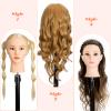 26-28''Mannequin Head 80% Human Hair, Cosmetology Mannequin Head Hairdressers Practice Braiding Doll Head for Hair stly (#613 Blond) view 4