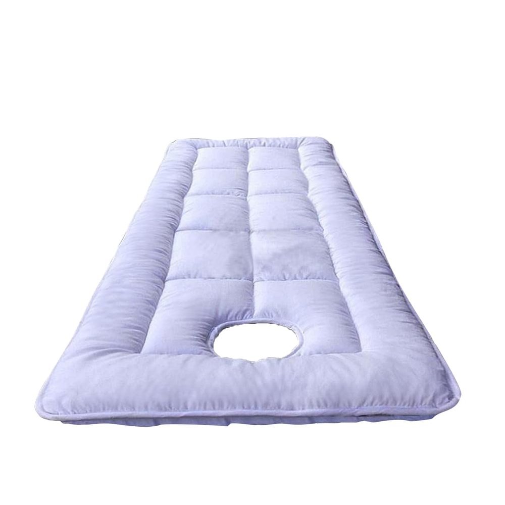 LDLCYCN White(s),80 * 185cm, Spa Massage Table Pad Soft Comfortable Massage Table Padding Topper with Face Hole Mattress for Tattoo Table Beauty Salon Bed Lash Bed Pad Square Round Head