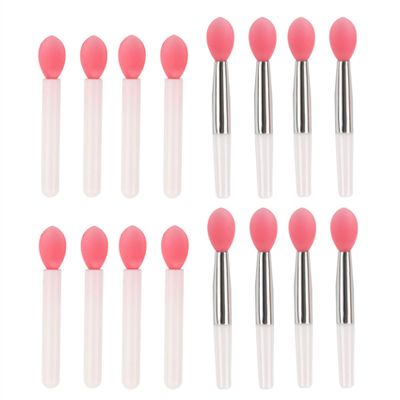HOIRIX Mini Lip Brush Silicone Lip Scrub Brush Multi-functional Makeup Brushes Lip Scrubber Exfoliator Tool for Lip Lightening (White, 16 PCS)