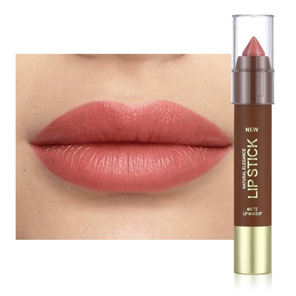 Nude Pink Matte Lipstick Crayon for Women, 24 Hour Lipstick Lip Liner Pencil Long Lasting Waterproof Smudge Proof, Vegan & Cruelty-Free, Neutral lip liner marker Easy Application Full Coverage B03#