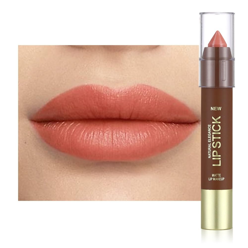 Coral Pink Matte Lipstick Crayon for Women, 24 Hour Lipstick Lip Liner Pencil Long Lasting Waterproof Smudge Proof, Vegan & Cruelty-Free, Neutral lip liner marker Easy Application Full Coverage B02#