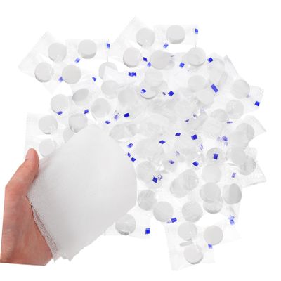 HEALEEP 100Pcs Mini Compressed Towel Tablets Portable Compressed Coin Tissue for Travel Sports and Outdoor Activities for Daily Use and