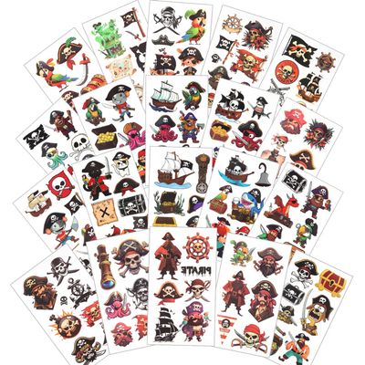20 SHEETS-134pcs Pirate Temporary Tattoos for Boys Girls, Jake Captain Tattoo Sticker for Pirate Birthday Party, Goodie Bags Stuffers, Brithday Supplies Decorations