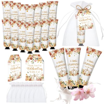 50 Sets Fall Hand Cream Bulk A Little Pumpkin Baby Shower Party Favors for Guests Bridal Shower Thank You Gifts Travel Size Hand Lotion Bulk for Autumn Thanksgiving Party Supplies(Orange)