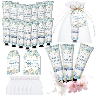 50 Sets A Little Pumpkin Hand Cream Bulk Baby Shower Party Favors for Guests Bridal Shower Thank You Valentine's Gifts Travel Size Hand Lotion Bulk for Party Supplies(Blue)