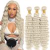 #88 Platinum Blonde Bundles Human Hair Deep Wave Bundles 26 26 26 Inch Platinum Blonde Deep Wave Bundle Unprocessed Brazilian Virgin Weave Hair 3 Bundle 50 Gram Per Bundle view 1