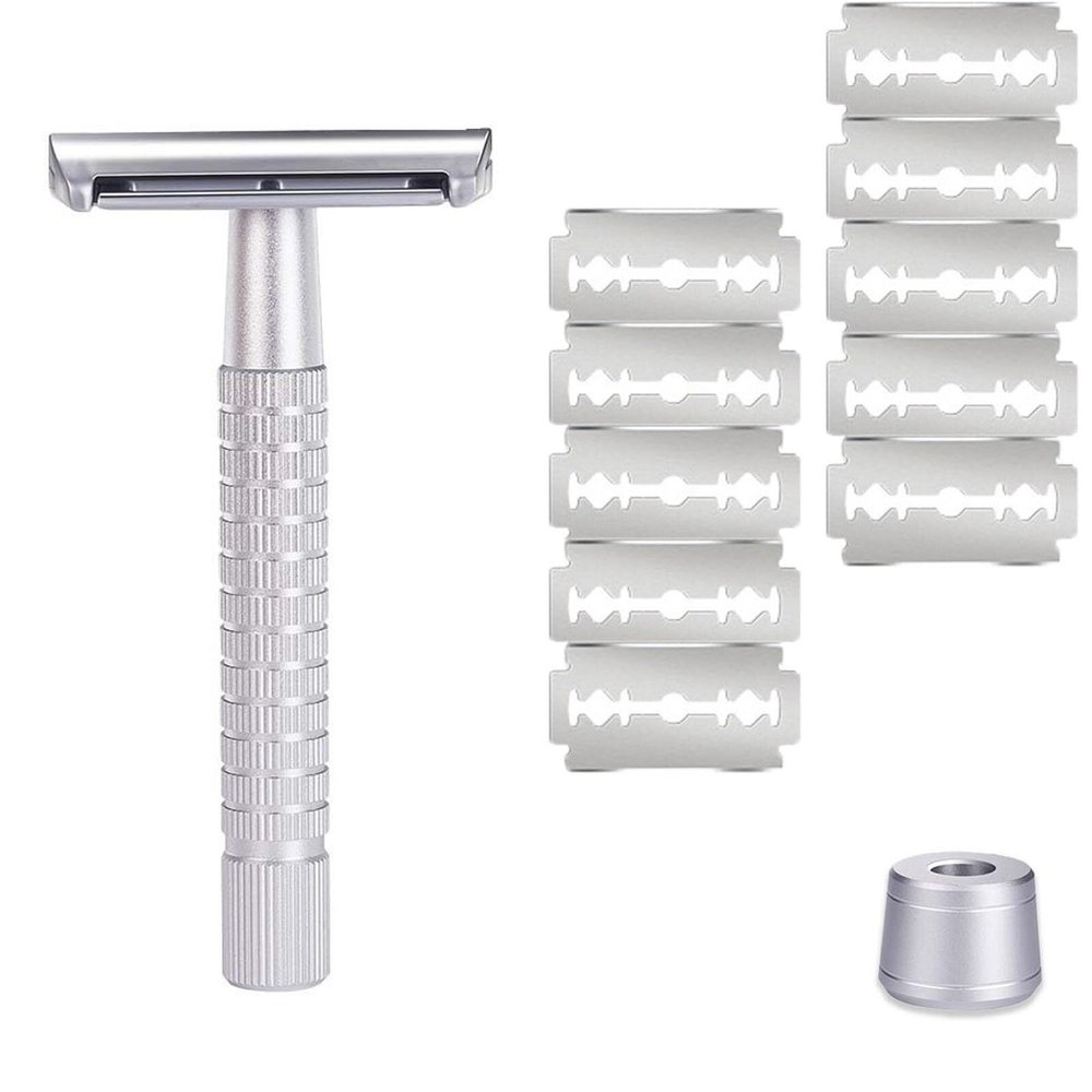 1 Blade Razors for Women, Double Edge Razor with Double Edge Razor Blades for Women & Men, Reusable Shaving Kit