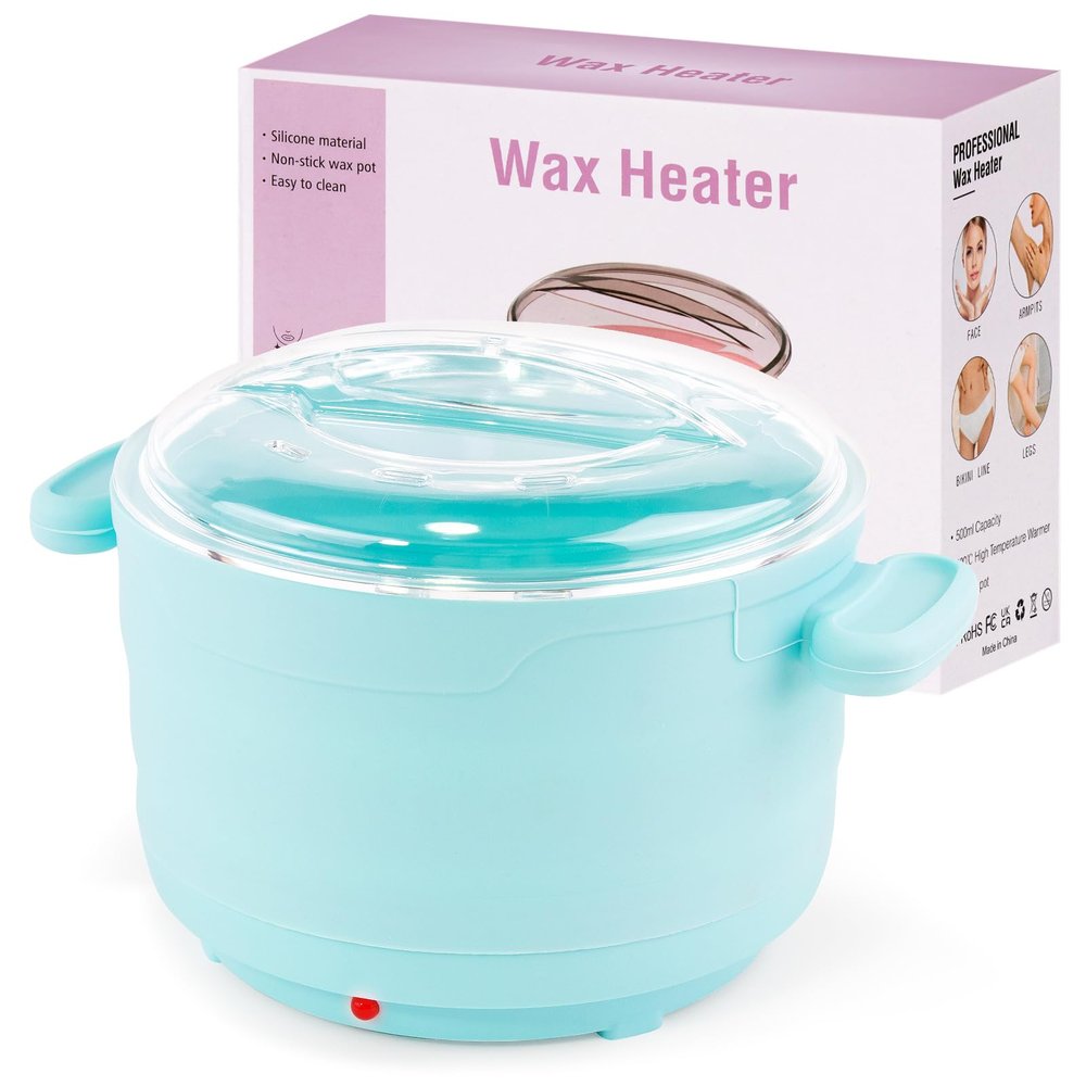 Silicone Wax Warmer for Hair Removal, Foldable Hot Wax Melter Machine for Hard and Soft Wax Beads, 18.6oz Electric Waxing Kit Silicone Heater Pot for Full Body, Legs, Face, Eyebrows & Bikini