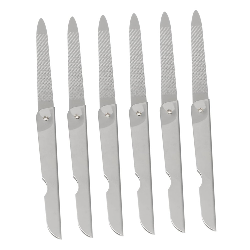 Ipetboom 6Pcs Foldable Stainless Steel Nail Files for Professional Manicure Durable Nail Shape Buffers with Unique Design for Easy Use Portable Nail Tools White