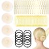 YINGFENG 134 Pcs Beige Hair Bun Maker Kit for Kids Small - 4 Hair Donuts for Buns, 20 Hair Nets for Buns, 100 U Shaped Bobby Pins, 10 Hair Bands, for Girls, Ballet Dance, Hair Accessories for Women view 1