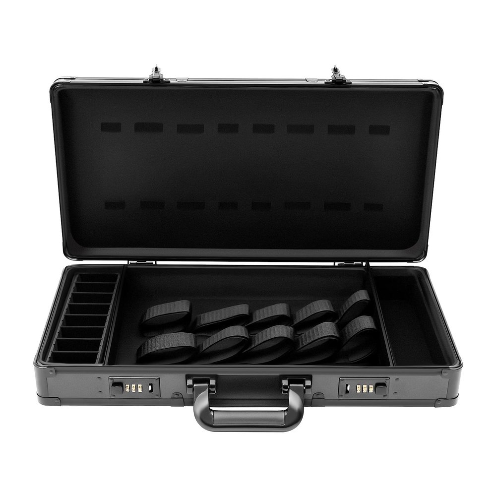 Unnsiapit Barber Case Organizer, L21.7*W10.6*H3.9in Lockable Barber Tool Storage Box for Hairstylist Makeup Beauty Salon, Travel Carrying Briefcase for Clippers and Supplies (Black)
