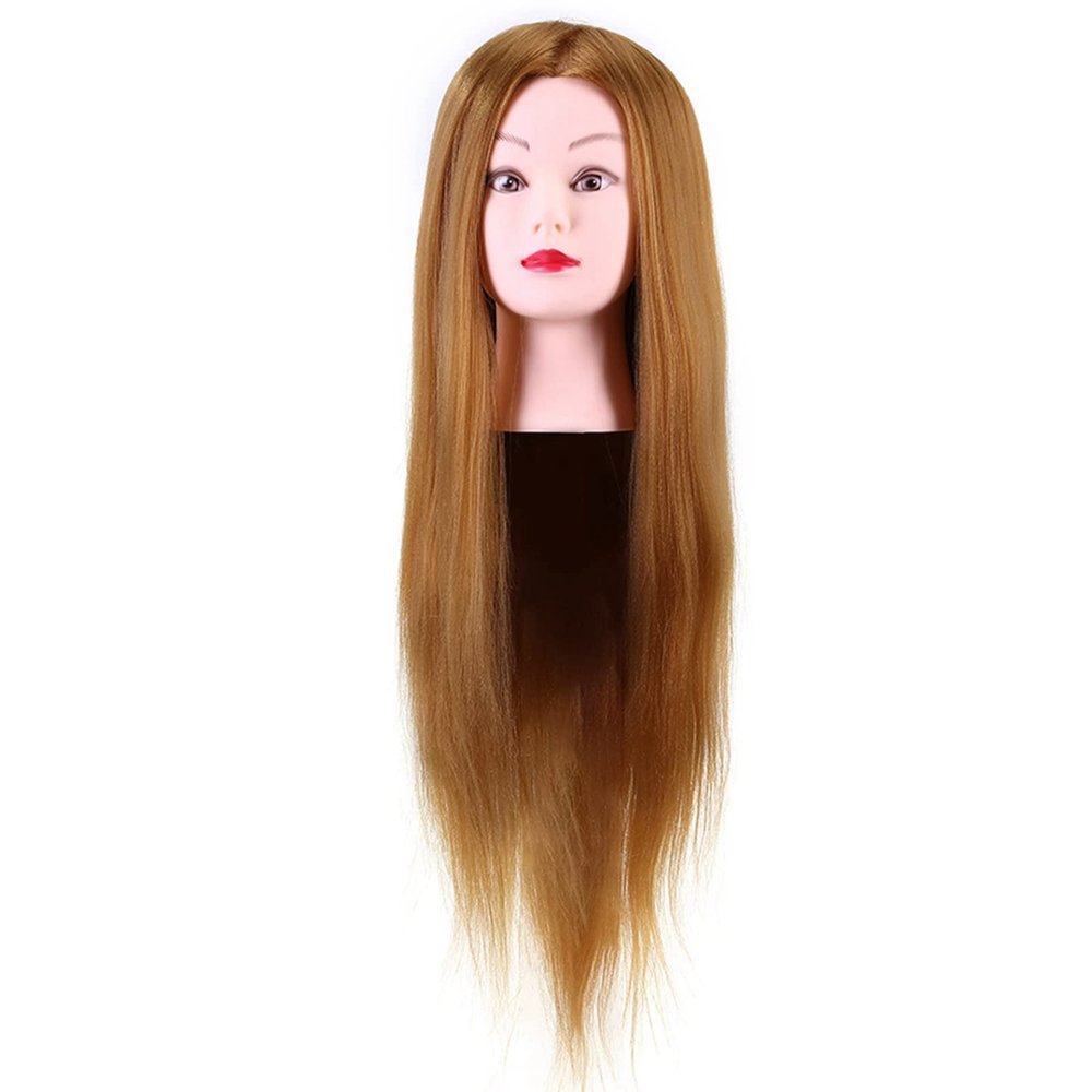40% Real Human Hair Mannequin Head | 26 Blonde Training Head for Hairdressers/Cosmetology Students | Heat Safe Synthetic Fiber for Cutting/Styling/Dyeing Practice
