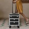 BOPRCSH Professional Rolling Makeup Case Up to 66lbs Capacity, Aluminum Trolley Train Case Cosmetic Organizer Makeup Case with 360 Swivel Wheels for Makeup Artist Hairdressers view 2