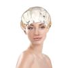 Watercolor Forest Pine Trees Mountain Prints Shower Cap Double Layer Lined Waterproof Bathing Shower Hat view 3