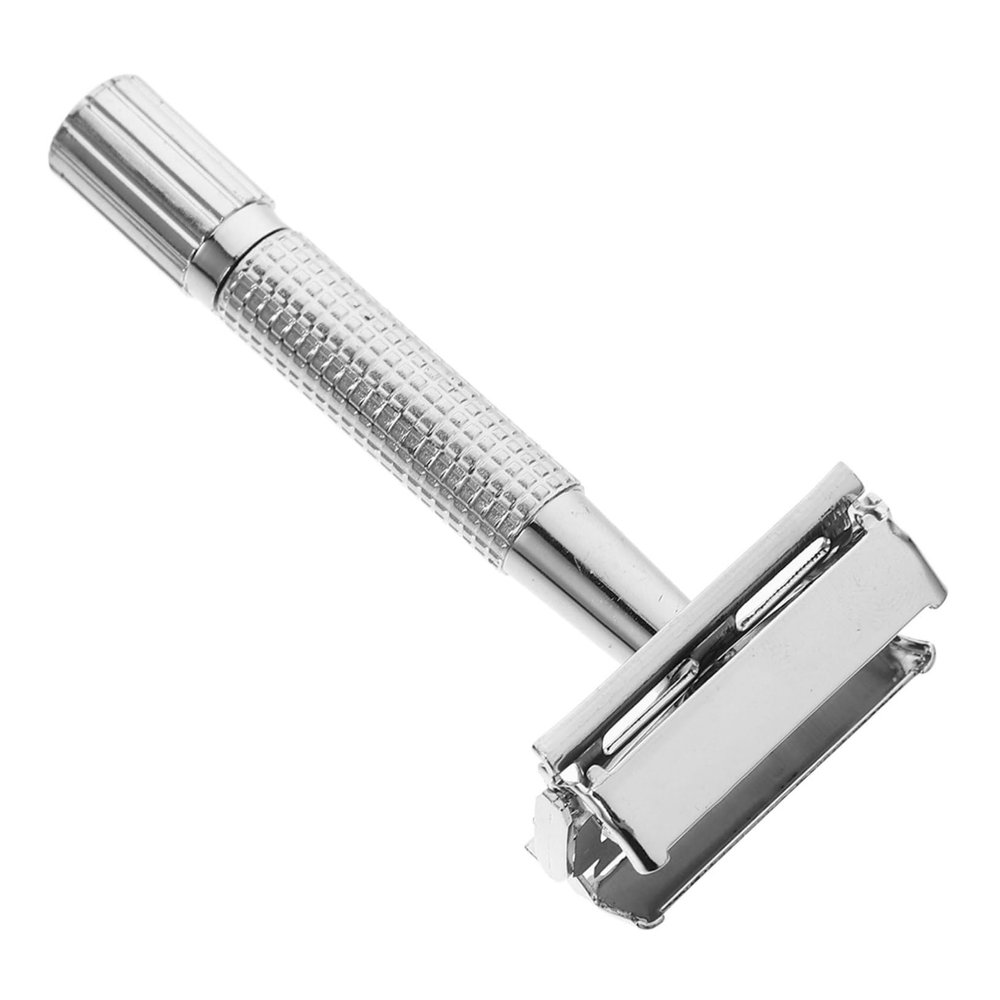 DEARMAMY Stainless Steel Double-Sided Beard Razor Shaving Cutter for Men Old Style Manual Shaver Long Handle for Comfortable Use