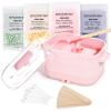 Waxing Kit, Silicone Wax Warmer with 4 Packs Hard Wax Beads, Protable Hot Wax Machine Pot for Full Body, Face, Eyebrows, Legs, Bikini, At Home Hair Removal Kit with 15 Accessories for Women Men, Pink view 1
