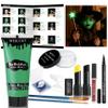 MEICOLY Complete Green Witch Makeup Kit,Wicked Costume Halloween SFX Frankenstein Makeup Set,Elphaba Green Face Paint for Character Cosplay Stage Performance Theater,Setting Powder,Yellow Face Paint view 1