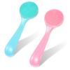2 Pack Silicone Facial Cleansing Brush, Manual Scrubber for Removing Blackheads, Whiteheads, Skin Friendly Cleansing Soft Brush Exfoliating Massaging Brushes for Men and Women (Blue, Pink) view 1