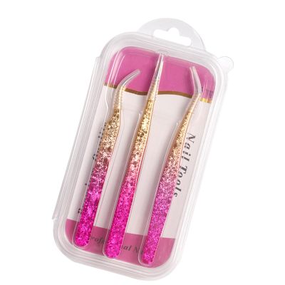 3 Pcs Nails Art Tweezers Eyelash Extension Tweezers Nails Tweezers Metal Sticker Tweezers For Woman