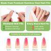 2 PCS Diamond Emery Board Double Sided Metal Nail File Stainless Steel Finger Nail Buffer Manicure Pedicure Tool Precision Fingernail File Natural Fingernail for Salon Home Travel Women Men view 3