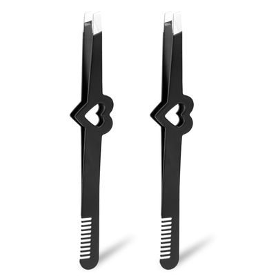 2pcs Lash Cluster Tweezers, Stainless Steel Eyelash Eyebrow Applicator Tool Lash Extension Tweezers with Comb Tail Design for Women