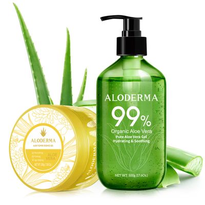 Aloderma Aloe Vera Gel Set 2 Pack - Aloe Flower Essence Gel, 500 Pure Aloe Vera Gel