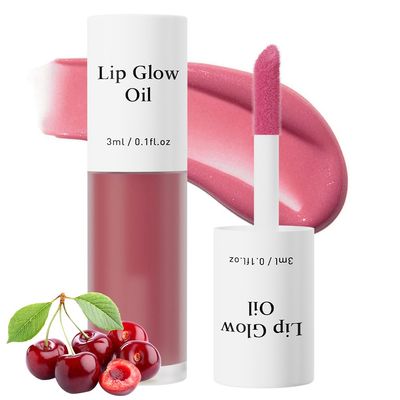 Tinted Lip Glow Oil, Non Sticky Waterproof Lightweight Lip and Cheek Tintt, Moisturizing High Pigment Water Tintt, Long Lasting Moisture (04#Cherry)