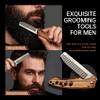 1PC Small Folding Pocket Beard & Mustache & Hair Styling Comb for Men - Metal Tactical Grooming Tool with Wooden Handle, with 180 Rotatable for Outdoor Travel & Home Use - Length 6.57inch view 2