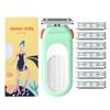 Razor for Women Travel Essentia,Women's Travel Razor with 6 Refills & 3 Blades Bikini, Legs & Face Shaver Comfort Glide System Compact Green view 1