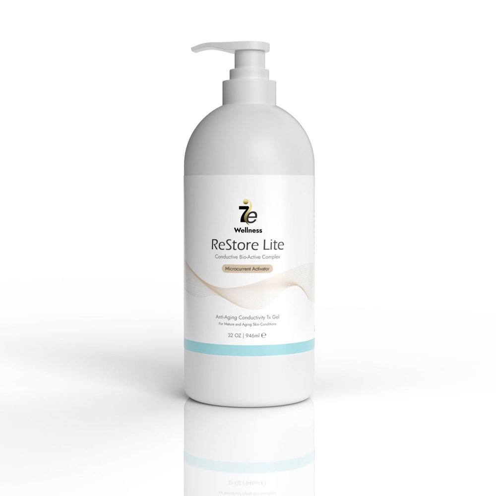 7E Wellness Myolift Restore Lite Gel- 32oz - Conductive Gel for Beauty & Skincare, Microcurrent, Face Mask Brush - 32oz / 1L