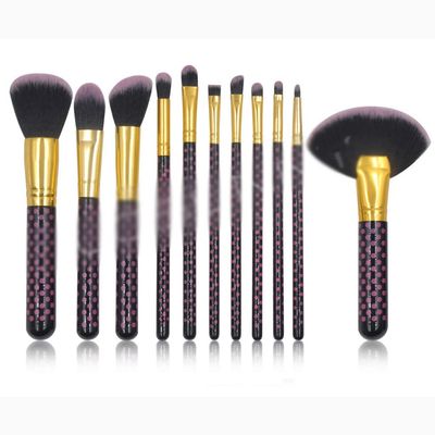 11 Pieces Of Dot Black Wooden Handle Makeup Brush Set Foundation Brush Beauty Makeup Tools