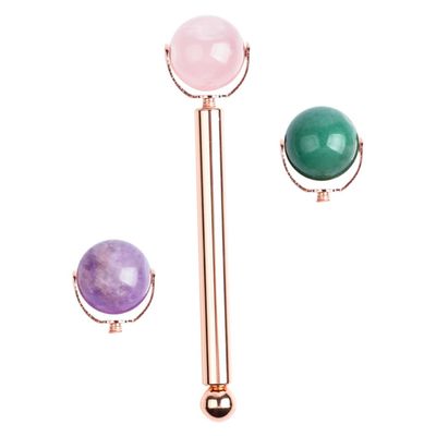 Beavorty Jade Roller Massage Tool Set 4 Pcs Facial Massager for Skin Care Anti-Puffiness and Pain Relief Natural Jade Stone Adjustable Roller for Skin Types DIY Beauty Routine