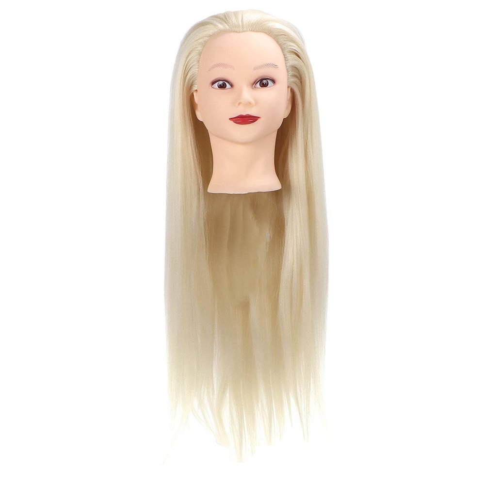 Specialized Mannequin Head for Hairdresser Training | High - Temp Fiber Hair Styling Head | Cosmetology Practice Doll for Cutting/Braiding (Beige)