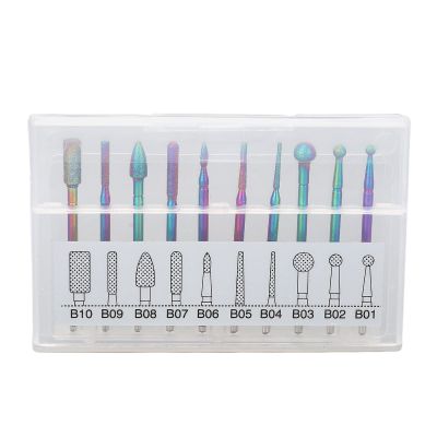 10pcs Nail Drill Bits Set | Stainless Steel Grinding Heads for Nail Enhancement Removal/Shaping/Polishing | Compatible with Most Nail Machines | Includes Storage Box