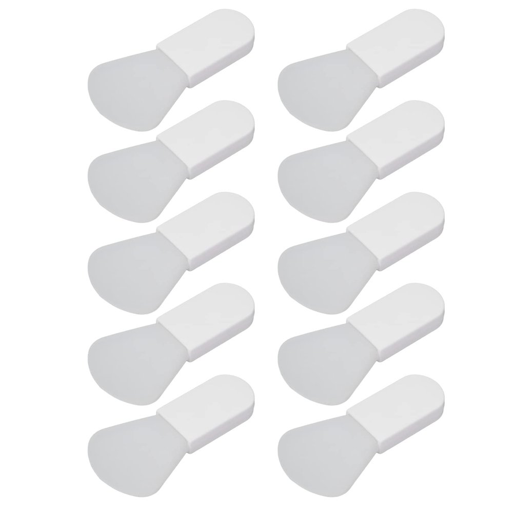 10Pcs Silicone Mask Brush Set | Mini Short Handle Mud Applicator for Facial/Body Care | Portable Beauty Tool with Soft Safe Brush Head | Includes 10 White Brushes (Scalloped)