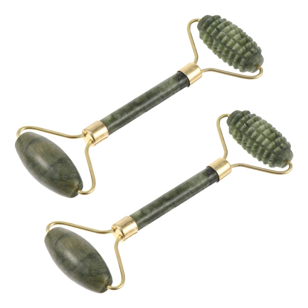 Anneome 2Pcs Jade Facial Roller Gua Tool Premium Massage Roller for Skin Care Lifting Tightening and Revitalizing Facial Treatment Enhance Absorption and Boost
