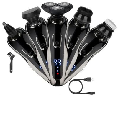 5 in 1 Electric Razor Shaver Rechargeable Cordless Head Beard Trimmer Shaver Kit Ipx6 Waterproof Dry Wet Grooming Kit, 3D Rotary Blade
