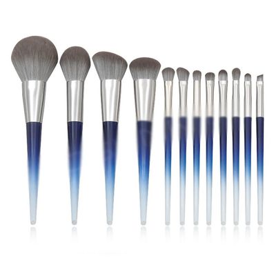 12 Cone Bevel Tail Handle Makeup Brush Set, Gradient Handle Loose Powder Eye Brush Tool