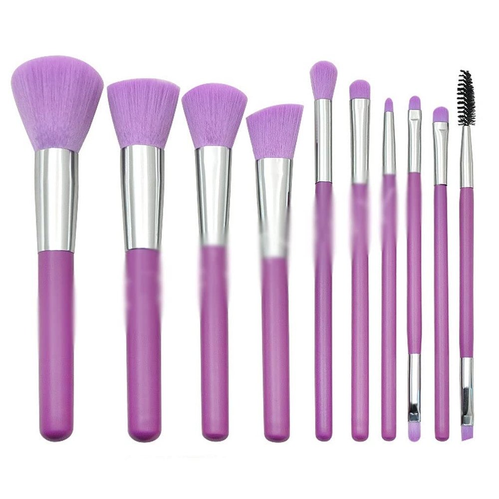 10 Wooden Handle Makeup Brush Set, Eyebrow Brush, Eyelash Brush, Eye Brush, Powder Powder Brush(D)