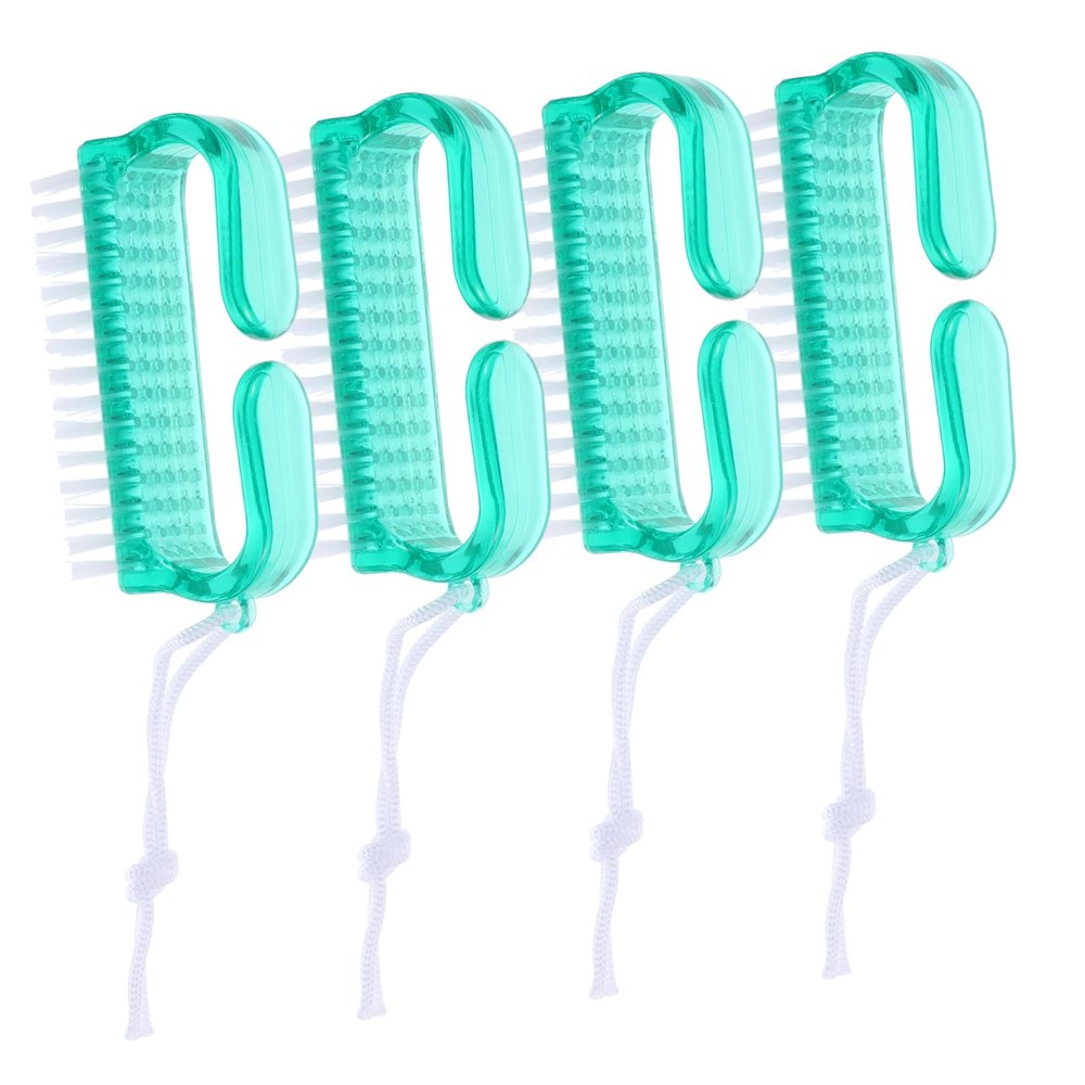 BESTYASH 4Pcs Nail Cleaning Brush Portable Dual Sided Nail Scrubber for Fingernail and Toenail Care Lightweight Hard Bristle Nail Scrub Brush for Home and Salon Use
