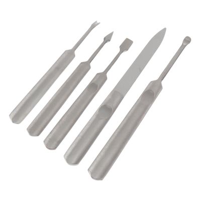 BATHVEVE 5Pcs Dead Skin Forks Kit Professional Cuticle Trimmer for Nail Art and Pedicure Tools Durable Finger Care Accessories for Salon Home Use Silver
